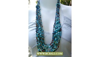 Pearls Blue and Shells Nugets Fashion Squins Necklaces